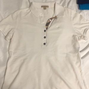 Women’s white Burberry Brit polo